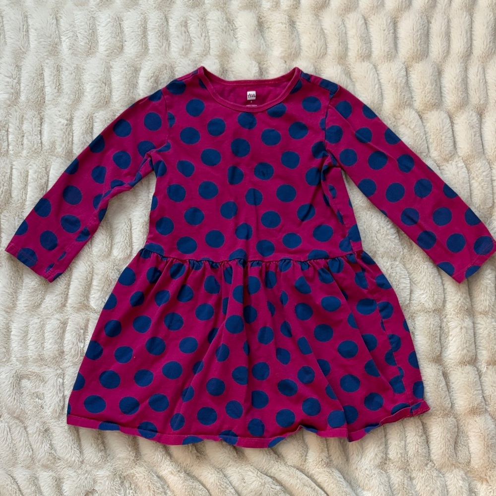 Tea Collection Pink and Blue Polka Dot Dress